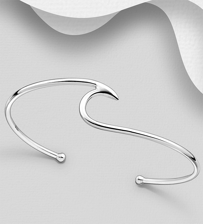 Wholesale 925 Sterling Silver Wave Cuff Bracelet - SKU #706-29376