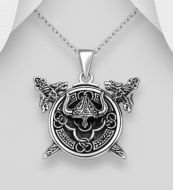 Wholesale 925 Sterling Silver Oxidized Pendant Featuring Viking Sword And Celtic - SKU #1563-656