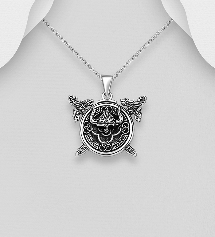 Wholesale 925 Sterling Silver Oxidized Pendant Featuring Viking Sword And Celtic - SKU #1563-656