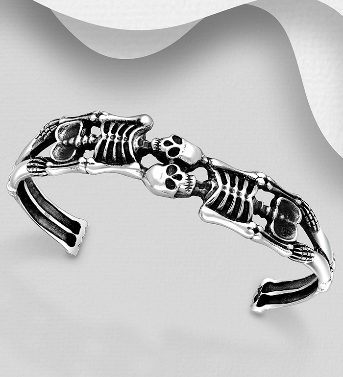Wholesale 925 Sterling Silver Oxidized Skeleton Cuff - SKU #768-519