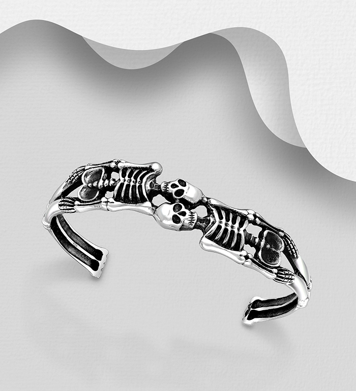 Wholesale 925 Sterling Silver Oxidized Skeleton Cuff - SKU #768-519