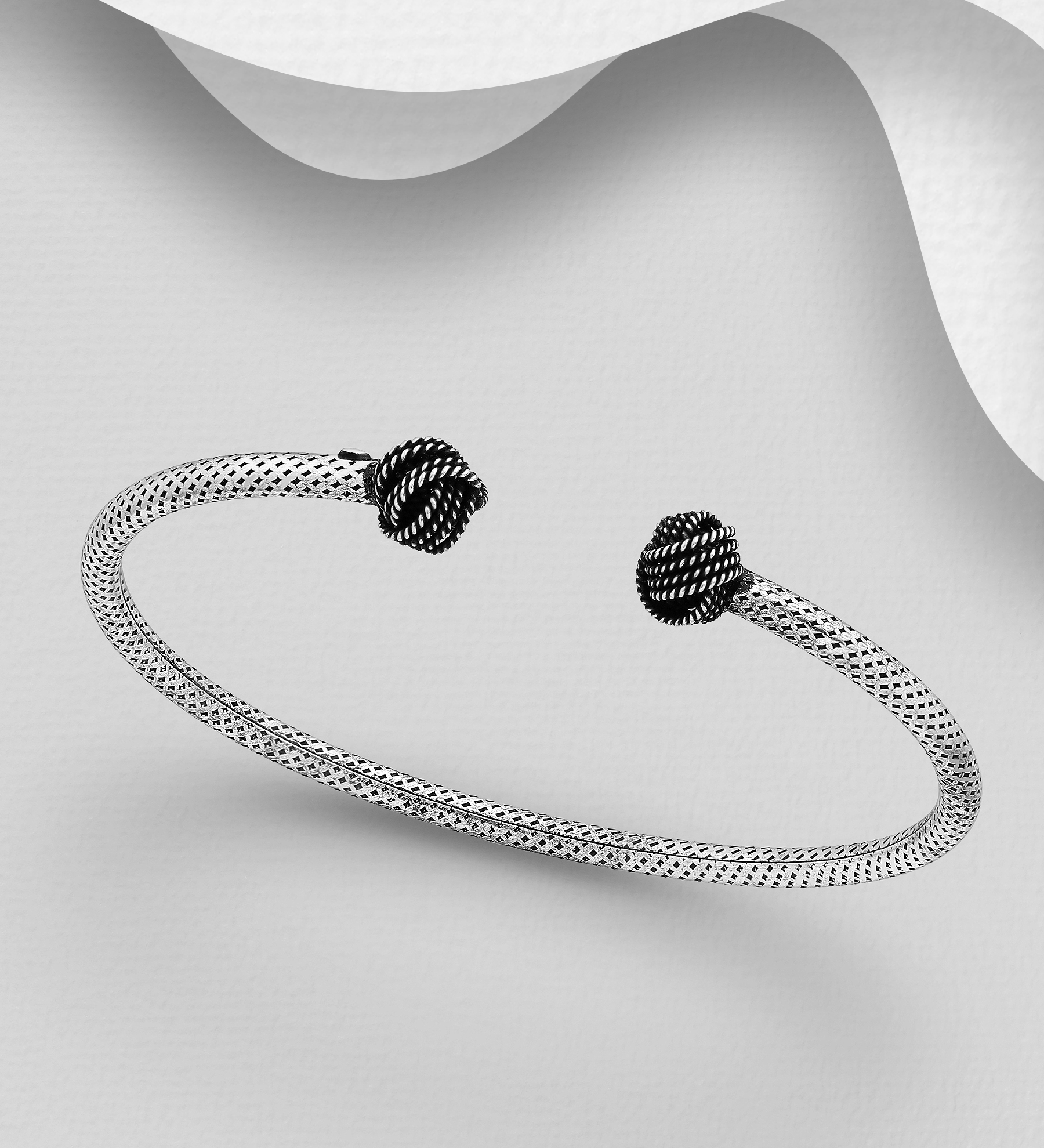 Wholesale 925 Sterling Silver Oxidized Knot Cuff Bracelet - SKU #706-29657