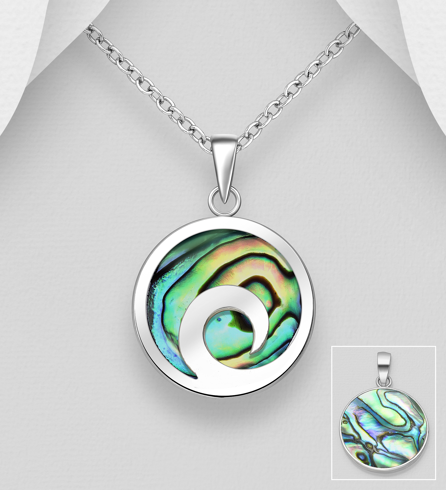Wholesale 925 Sterling Silver Wave Pendant Decorated With Shell - SKU #789-3870