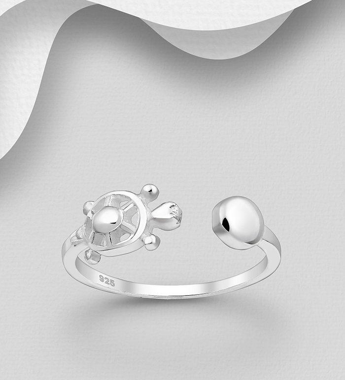 Wholesale 925 Sterling Silver Adjustable Turtle Ring - SKU #706-29688