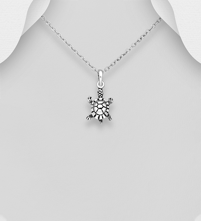 Wholesale 925 Sterling Silver Oxidized Turtle Pendant - SKU #706-29774