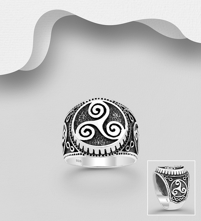 Wholesale 925 Sterling Silver Oxidized Infinity And Triskelion Ring - SKU #767-1119