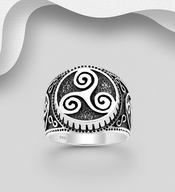 Wholesale 925 Sterling Silver Oxidized Infinity And Triskelion Ring - SKU #767-1119