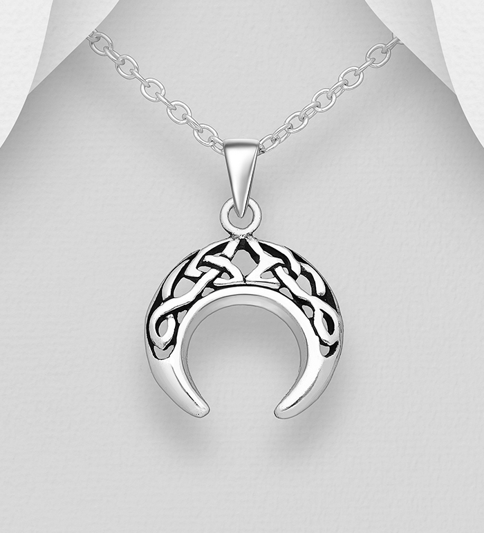 Wholesale 925 Sterling Silver Oxidized Celtic Horn Pendant - SKU #767-1124