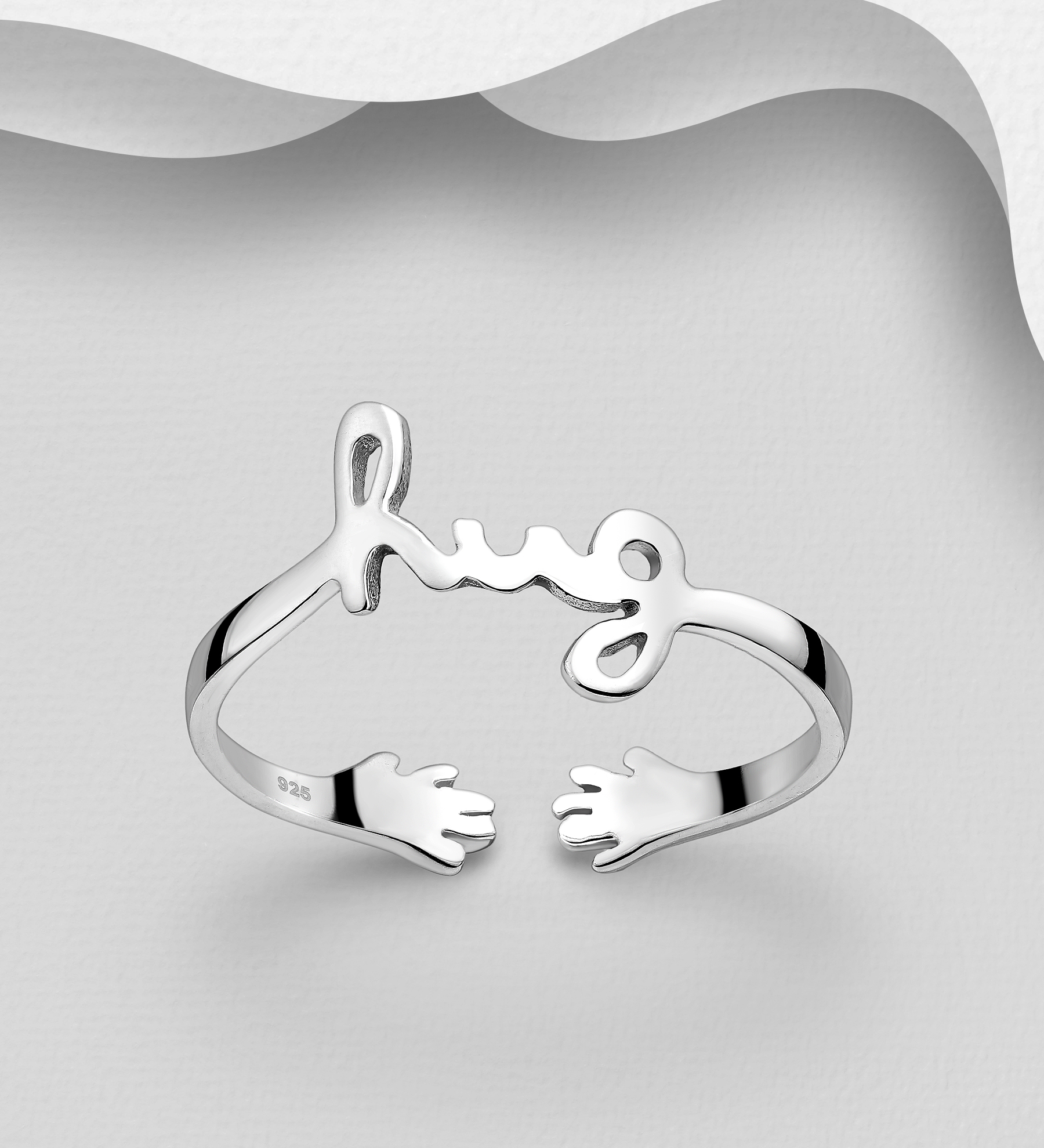 Wholesale 925 Sterling Silver Adjustable hug Ring - SKU #706-30117