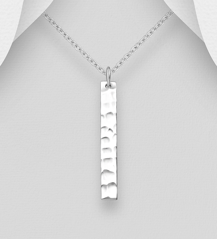 Wholesale 925 Sterling Silver Hammered Bar Pendant - SKU #706-30154