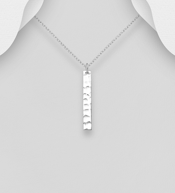 Wholesale 925 Sterling Silver Hammered Bar Pendant - SKU #706-30154