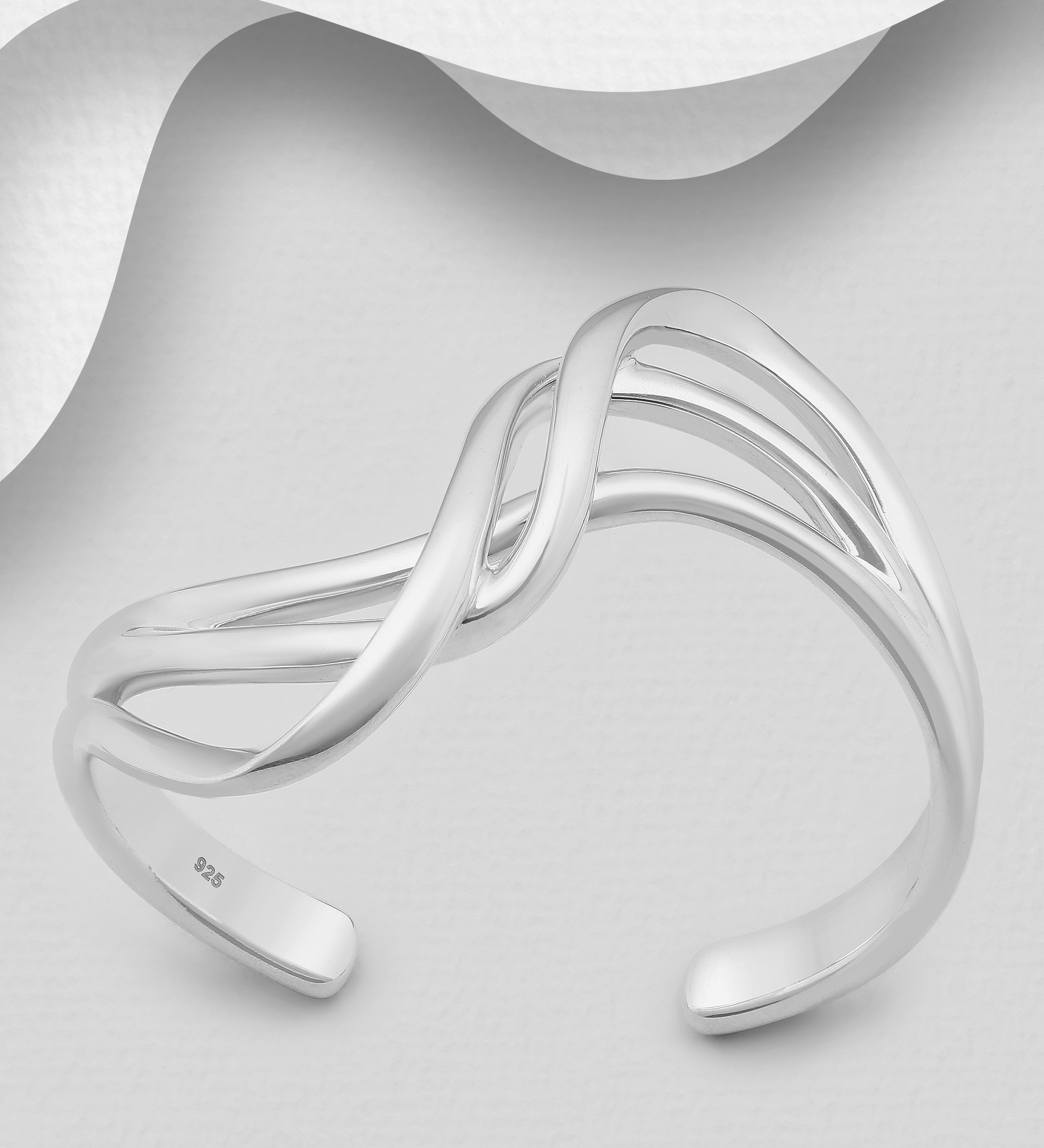 SHINE ON by 7K - Wholesale 925 Sterling Silver Wavy Cuff - SKU #1904-15
