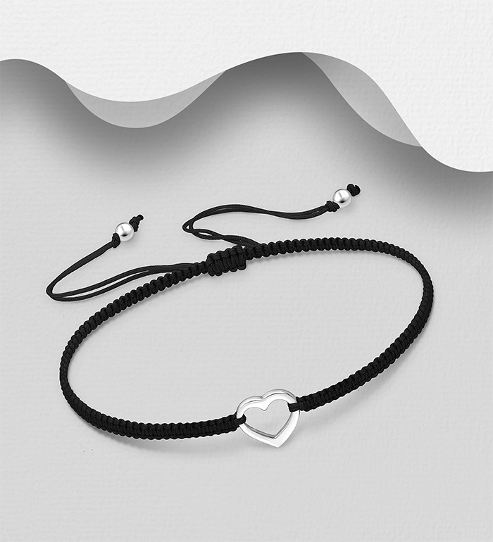 Wholesale 925 Sterling Silver Heart Adjustable Thread Bracelet - SKU #706-30389