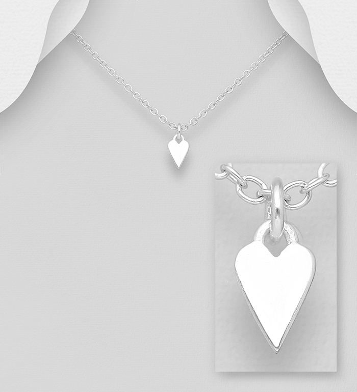 Wholesale 925 Sterling Silver Engravable Heart Pendant - SKU #1063-2651