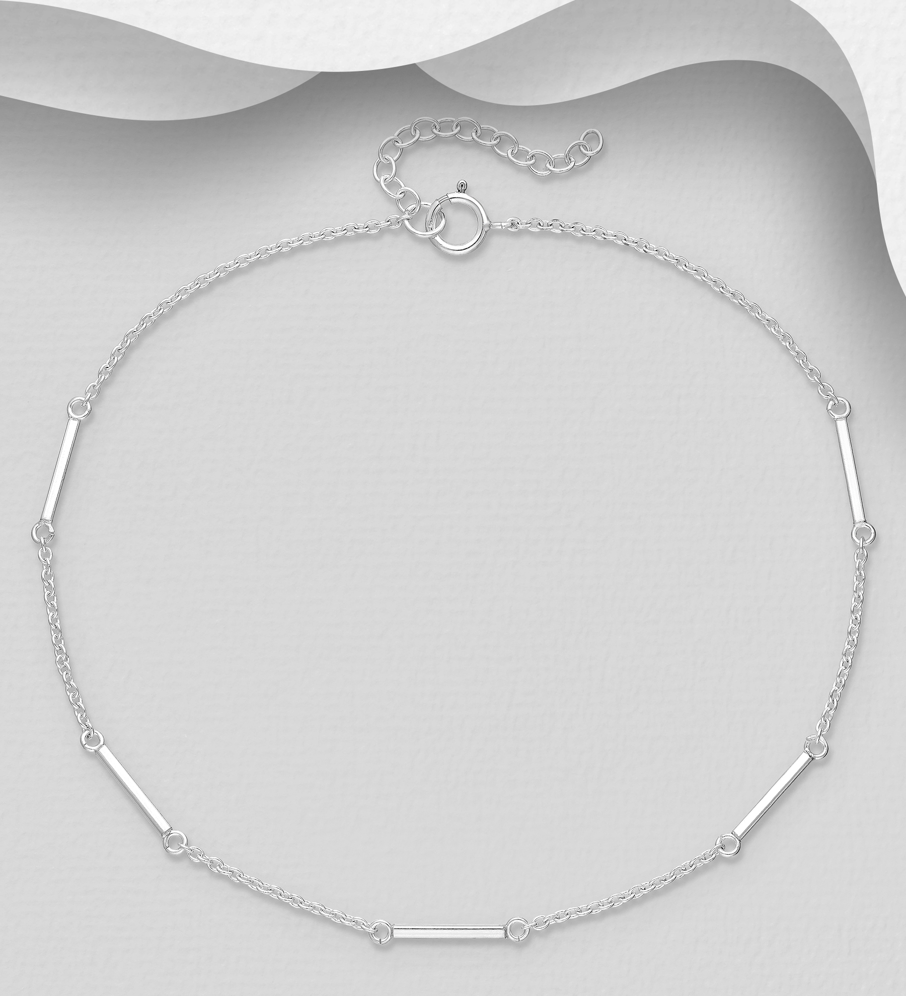 Wholesale 925 Sterling Silver Bar Anklet - SKU #1562-345