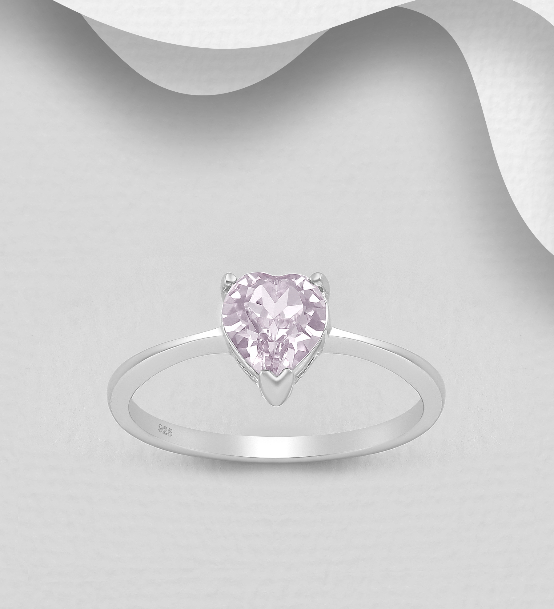 Sparkle by 7K - Wholesale 925 Sterling Silver Heart Ring Decorated with Fine Austrian Crystal - SKU #1583-445