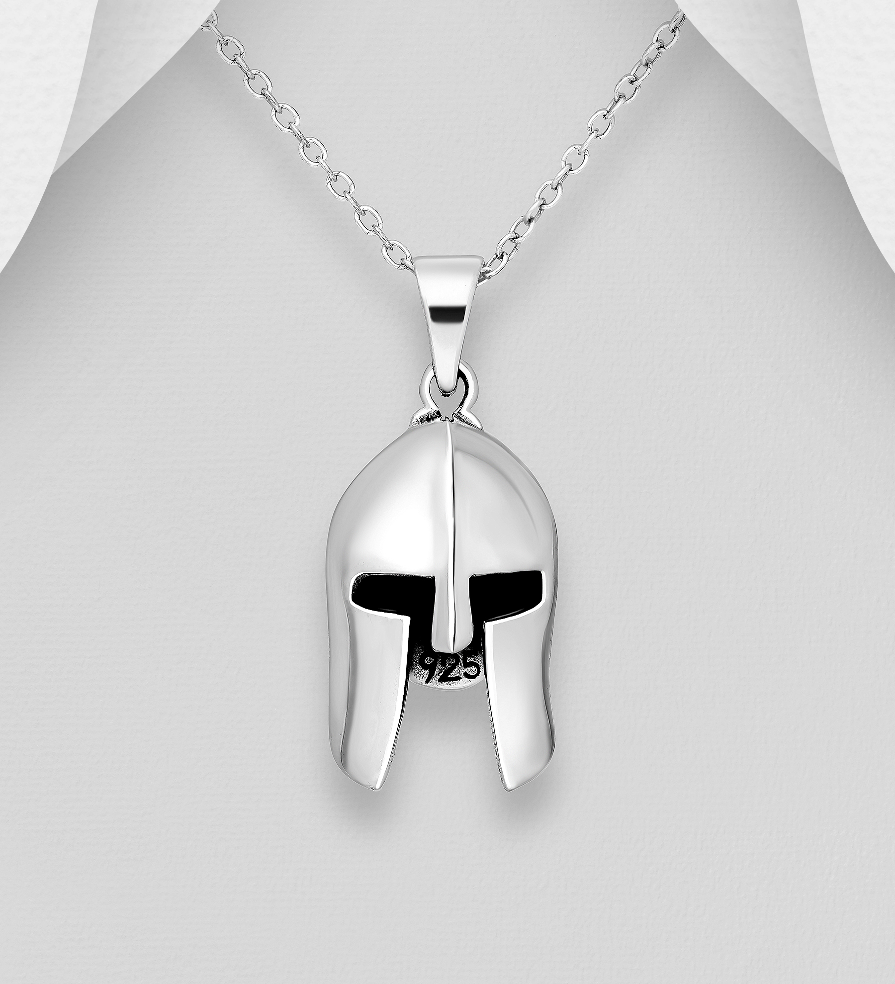 Wholesale 925 Sterling Silver Oxidized Warrior Mask Pendant - SKU #1563-710