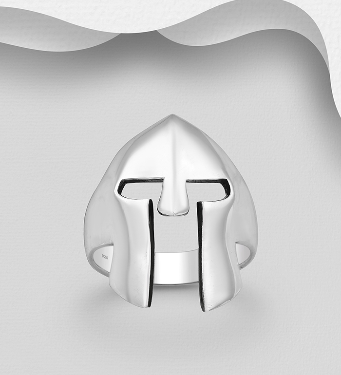 Wholesale 925 Sterling Silver Oxidized Warrior Mask Ring - SKU #1563-712