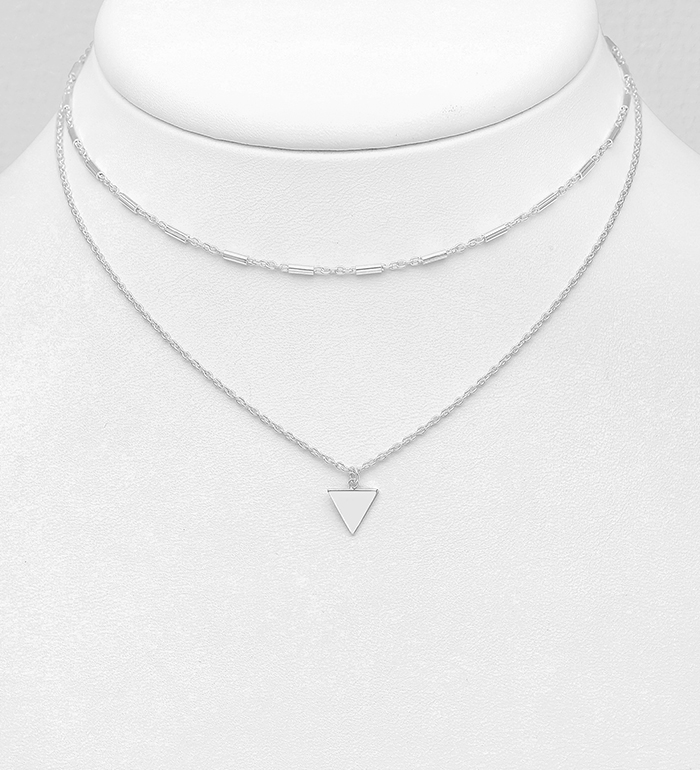 Wholesale 925 Sterling Silver Layered Choker Featuring Triangle - SKU #706-30888