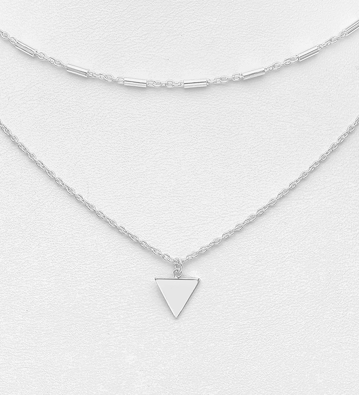 Wholesale 925 Sterling Silver Layered Choker Featuring Triangle - SKU #706-30888
