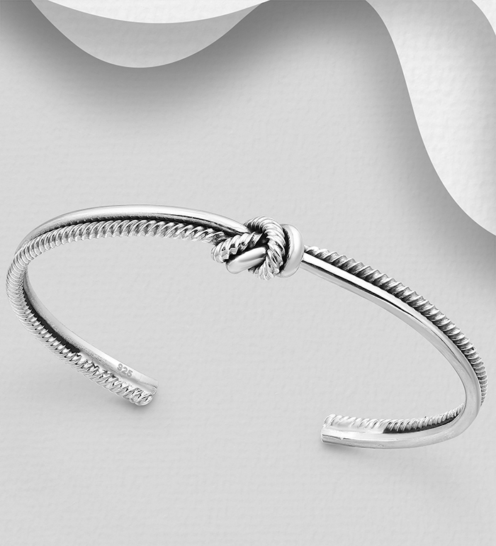 Wholesale 925 Sterling Silver Oxidized Knot Cuff - SKU #706-30907