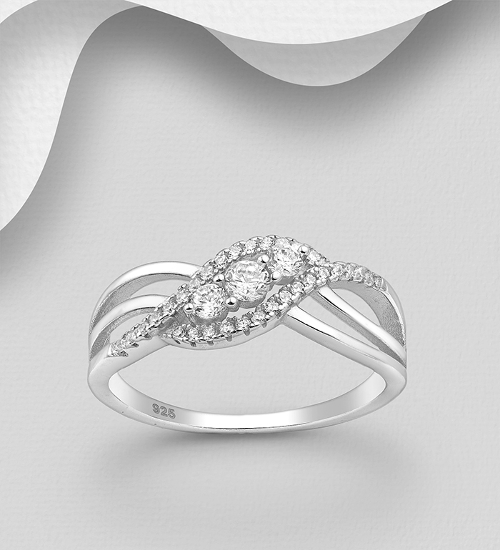 Wholesale 925 Sterling Silver Ring Decorated with CZ Simulated Diamonds - SKU #701-23941