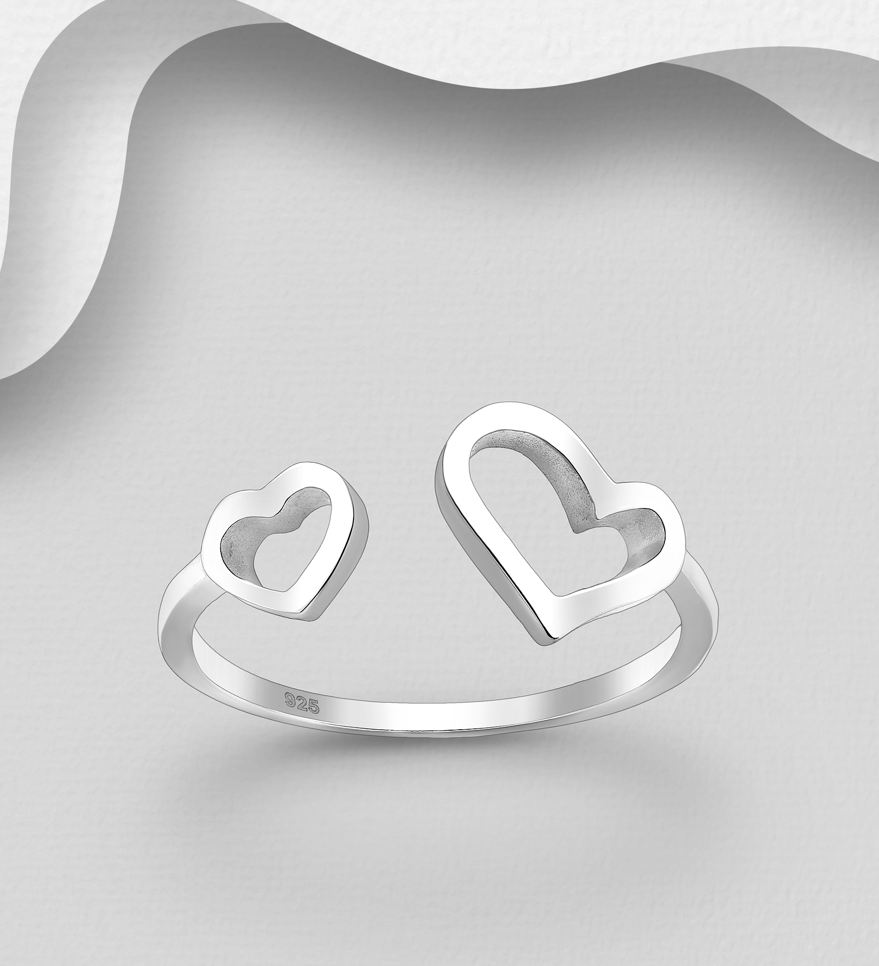 Wholesale 925 Sterling Silver Adjustable Heart Ring - SKU #706-30948