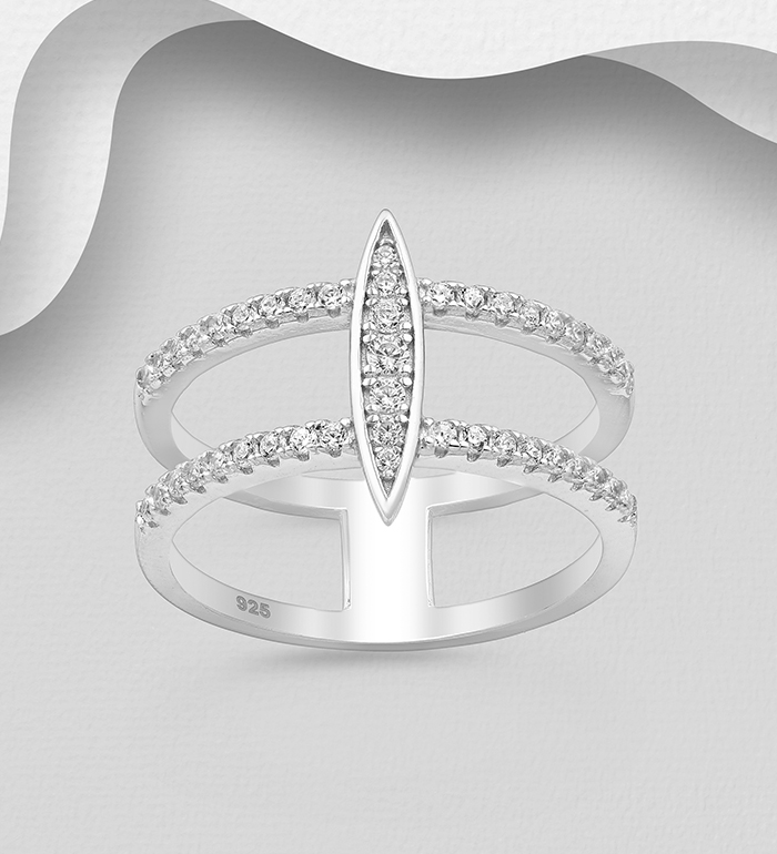 Wholesale 925 Sterling Silver Ring Decorated with CZ Simulated Diamonds - SKU #701-23990