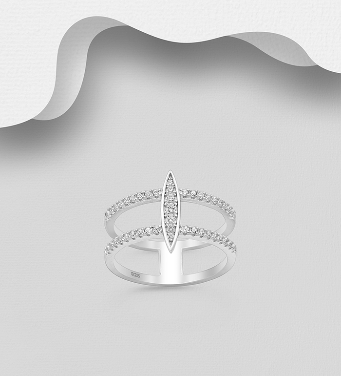 Wholesale 925 Sterling Silver Ring Decorated with CZ Simulated Diamonds - SKU #701-23990