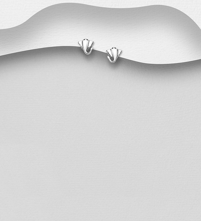 Wholesale 925 Sterling Silver Oxidized Stingray Push-Back Earrings - SKU #1063-2715