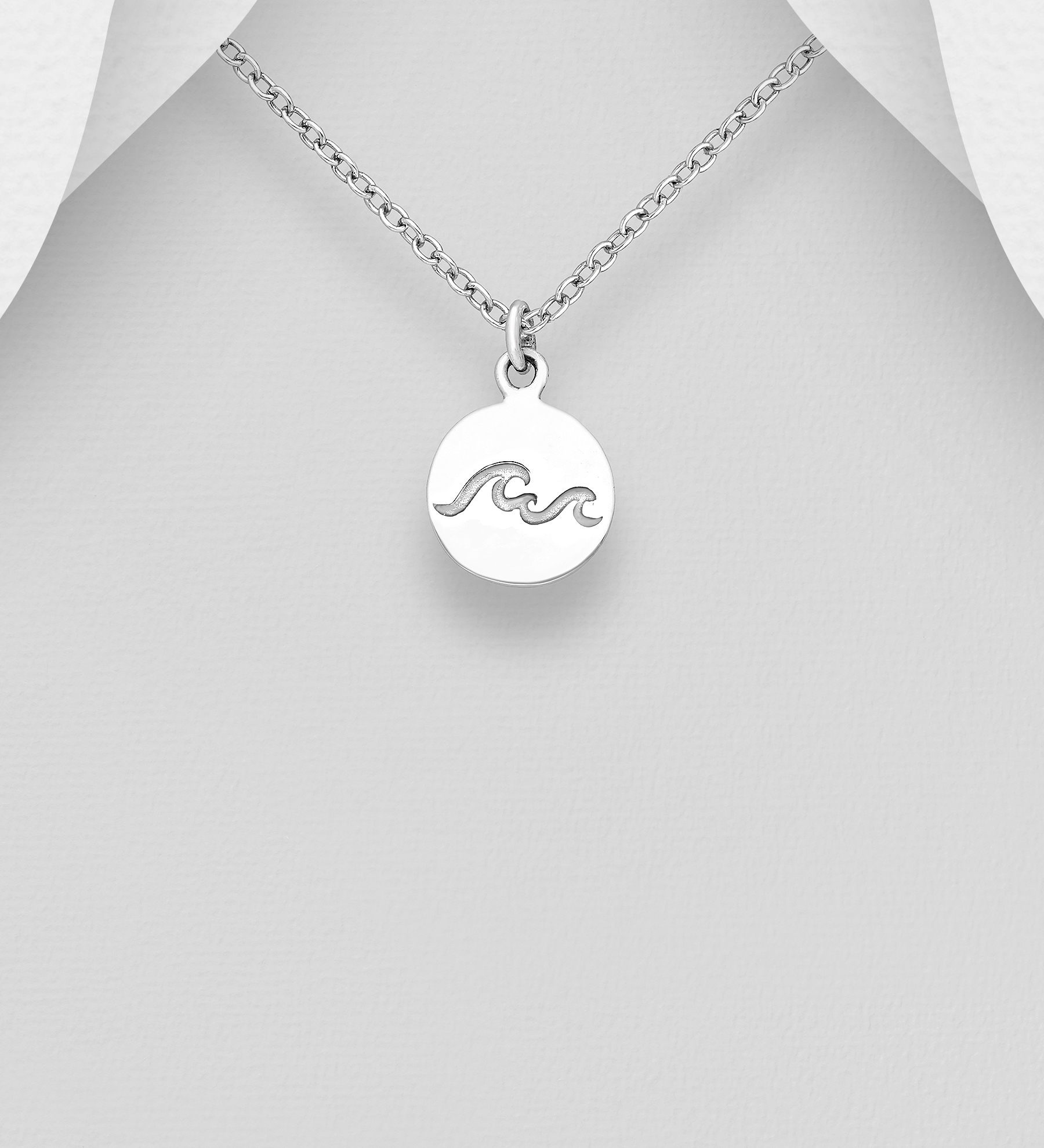 Wholesale 925 Sterling Silver Oxidized Round Wave Pendant - SKU #706-31228