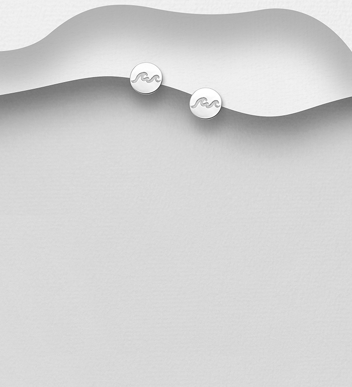 Wholesale 925 Sterling Silver Round Wave Push-Back Earrings - SKU #706-31229