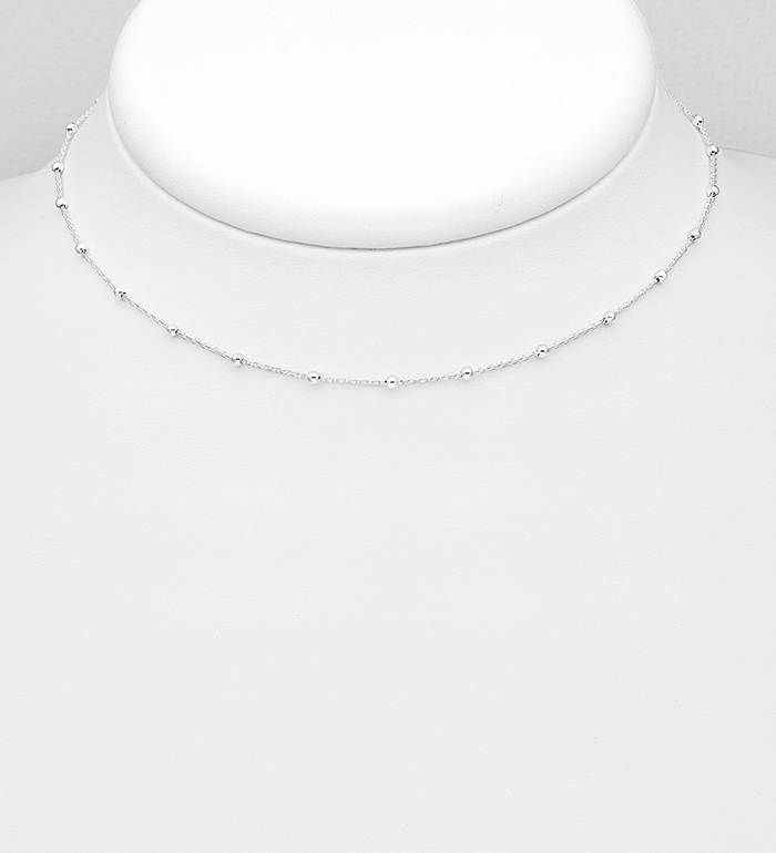 Italian Delight - Wholesale 925 Sterling Silver 1 mm Choker, 2 mm Ball Width, Made in Italy. - SKU #706-27949C