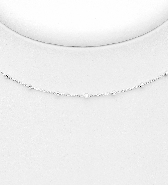 Italian Delight - Wholesale 925 Sterling Silver 1 mm Choker, 2 mm Ball Width, Made in Italy. - SKU #706-27949C