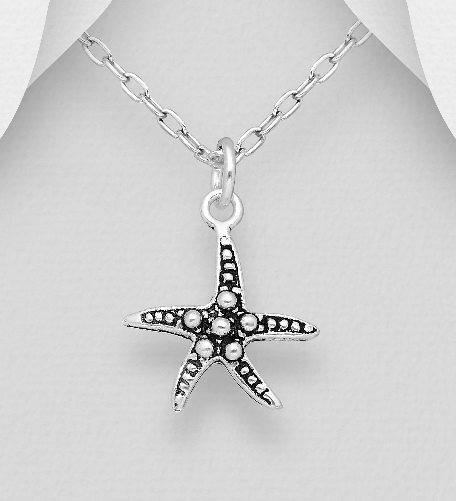 Wholesale 925 Sterling Silver Oxidized Starfish Pendant - SKU #706-31431