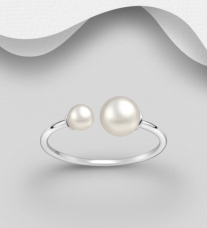 Wholesale 925 Sterling Silver Open Ring, Decorated with Freshwater Pearls - SKU #1063-2767