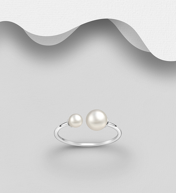 Wholesale 925 Sterling Silver Open Ring, Decorated with Freshwater Pearls - SKU #1063-2767