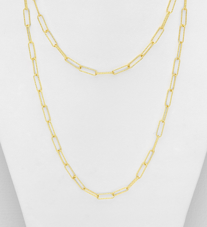 Italian Delight - Wholesale 925 Sterling Silver Layered Necklace, Plated with 0.5 Micron 18K Yellow Gold, 3 mm Wide, Made in Italy. - SKU #1535-1036