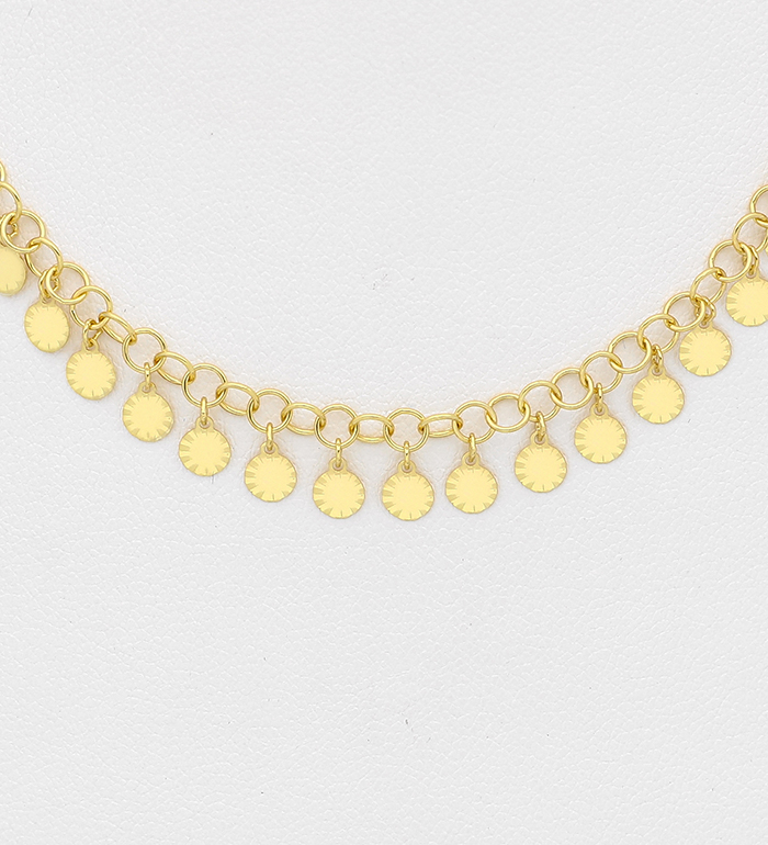 Italian Delight - Wholesale 925 Sterling Silver Necklace, Plated with 0.5 Micron 18K Yellow Gold, 9 mm Wide, Made in Italy. - SKU #1535-1040