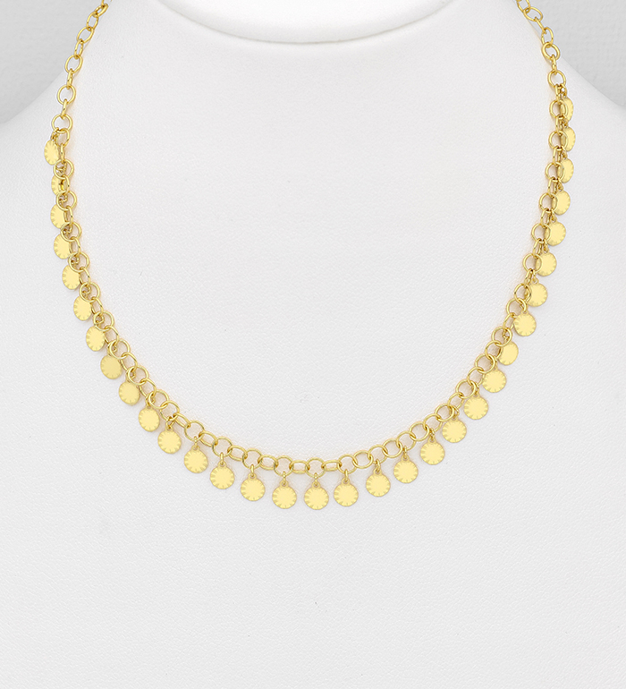 Italian Delight - Wholesale 925 Sterling Silver Necklace, Plated with 0.5 Micron 18K Yellow Gold, 9 mm Wide, Made in Italy. - SKU #1535-1040