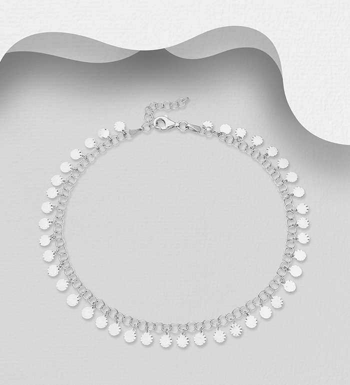 Italian Delight - Wholesale 925 Sterling Silver Anklet, 9 mm Wide, Made in Italy. - SKU #1562-374A