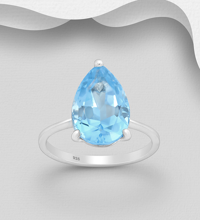 La Preciada - Wholesale 925 Sterling Silver Solitaire Ring, Decorated with Sky-Blue Topaz - SKU #1181-3782