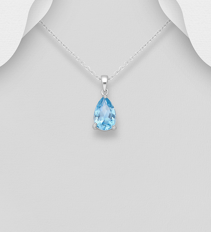 La Preciada - Wholesale 925 Sterling Silver Solitaire Pendant, Decorated with Sky-Blue Topaz - SKU #1181-3783