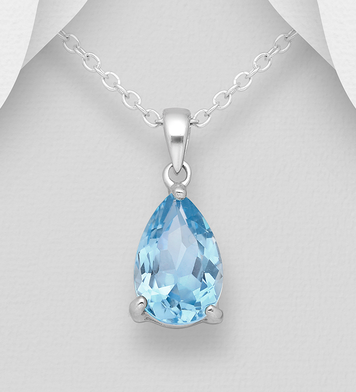 La Preciada - Wholesale 925 Sterling Silver Solitaire Pendant, Decorated with Sky-Blue Topaz - SKU #1181-3783