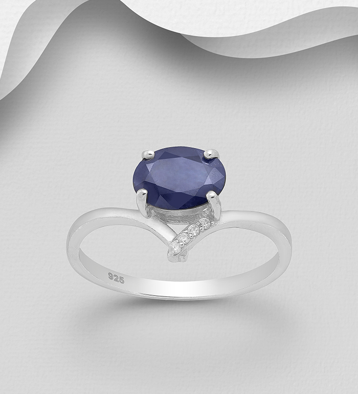 Wholesale 925 Sterling Silver Ring, Decorated with CZ Simulated Diamonds and Various Gemstones - SKU #883-7180