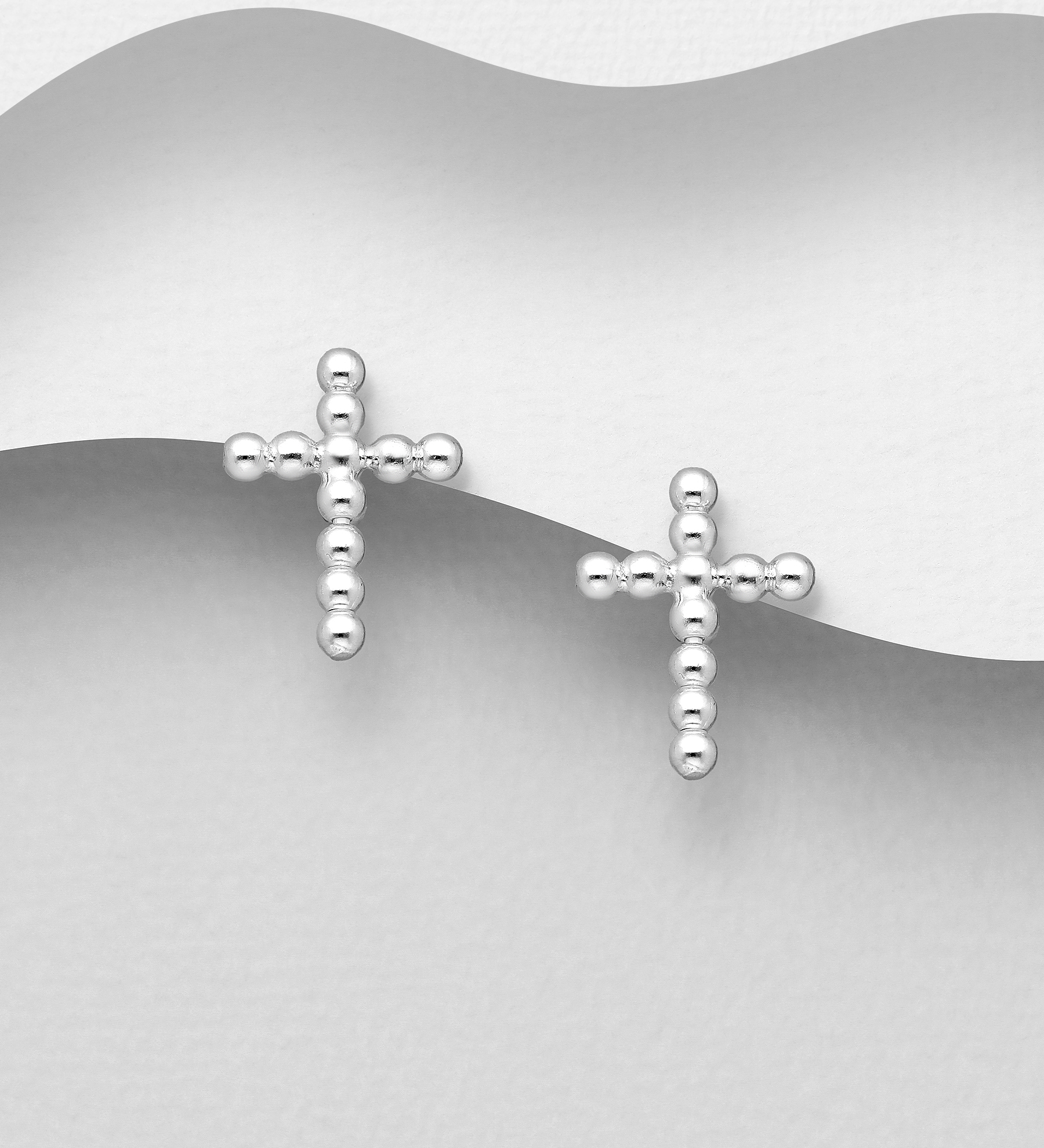 Wholesale 925 Sterling Silver Ball Cross Push-Back Earrings - SKU #706-31688