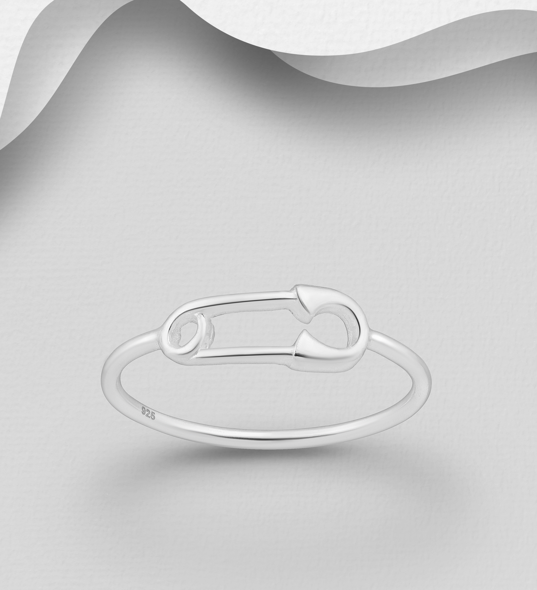 Wholesale 925 Sterling Silver Safety Pin Ring - SKU #706-31701