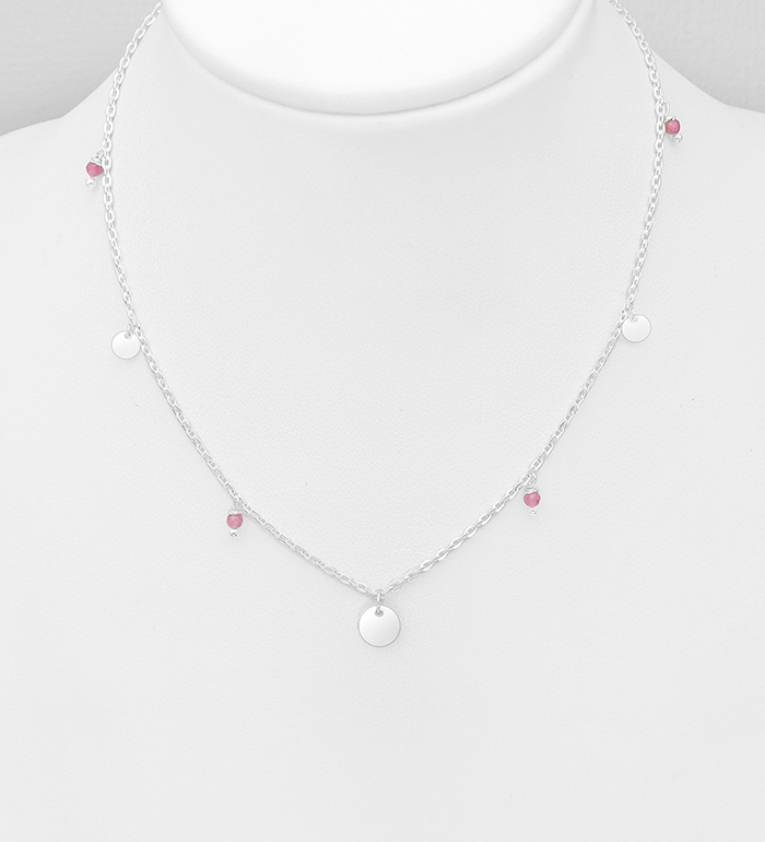 Wholesale 925 Sterling Silver Necklace, Decorated with Various Gemstones Beads - SKU #781-6557