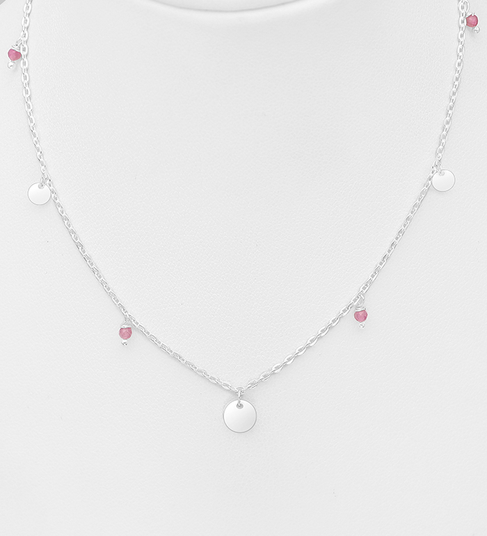 Wholesale 925 Sterling Silver Necklace, Decorated with Various Gemstones Beads - SKU #781-6557