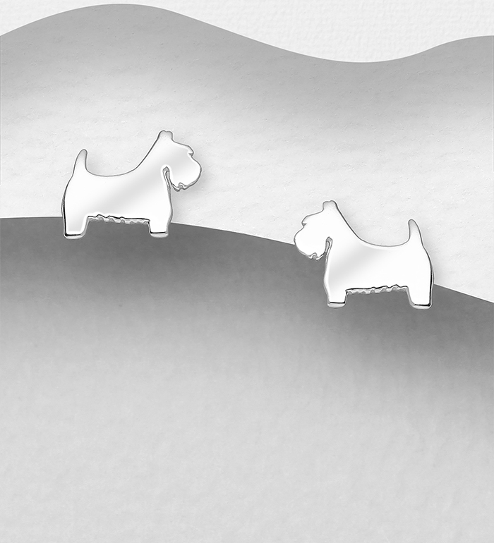 Wholesale 925 Sterling Silver Dog Push-Back Earrings - SKU #1063-2926